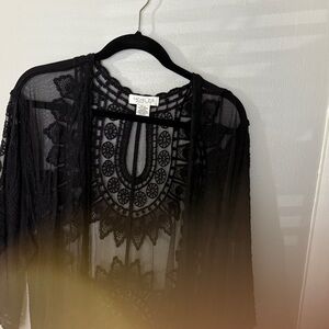 Rachel Zoe Sheer Black Lace Blouse